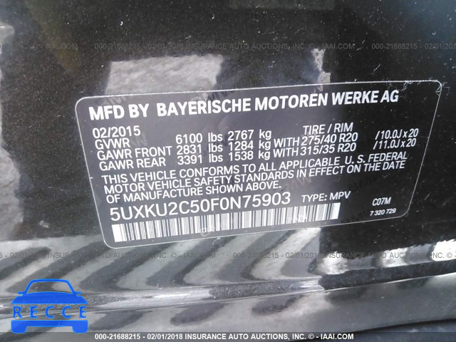 2015 BMW X6 XDRIVE35I 5UXKU2C50F0N75903 image 8
