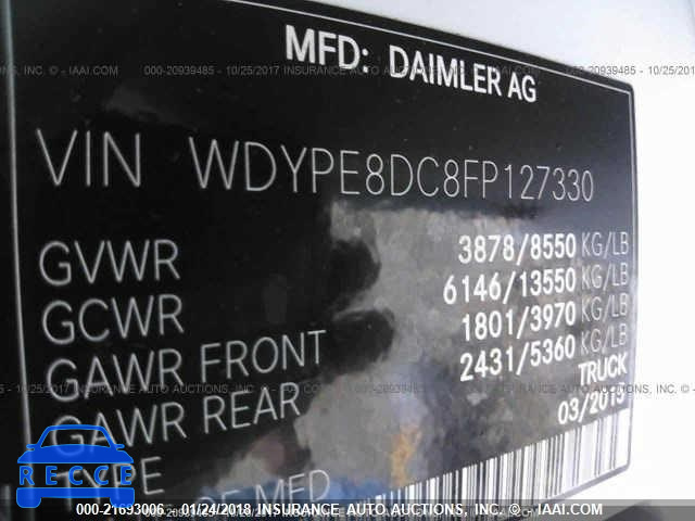 2015 FREIGHTLINER SPRINTER 2500 WDYPE8DC8FP127330 зображення 8