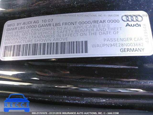 2008 AUDI S8 QUATTRO WAUPN94E28N003682 image 8