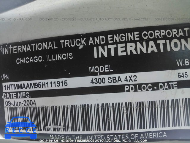 2005 INTERNATIONAL 4000 4300 1HTMMAAM95H111915 image 9