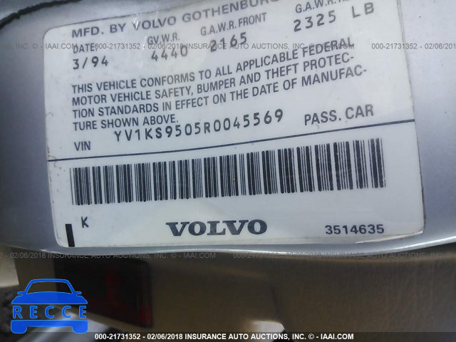 1994 VOLVO 960 YV1KS9505R0045569 image 8