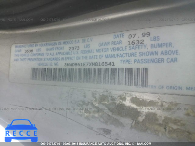1999 VOLKSWAGEN CABRIO GLS 3VWDB61E7XM816541 image 8