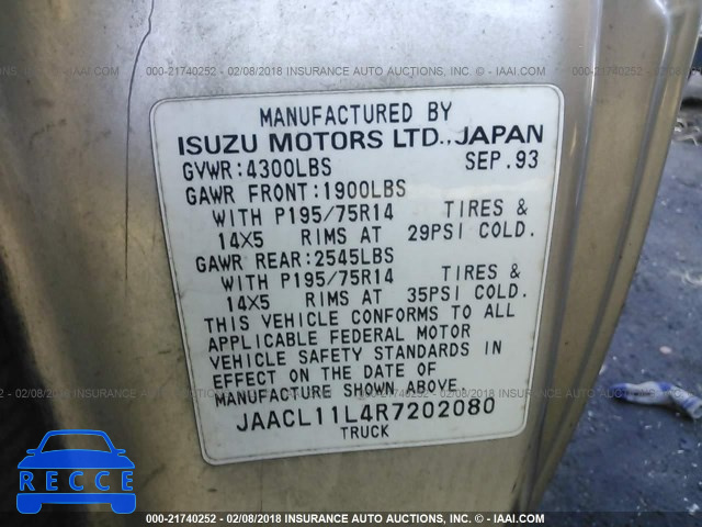 1994 ISUZU CONVENTIONAL SHORT BED JAACL11L4R7202080 image 8