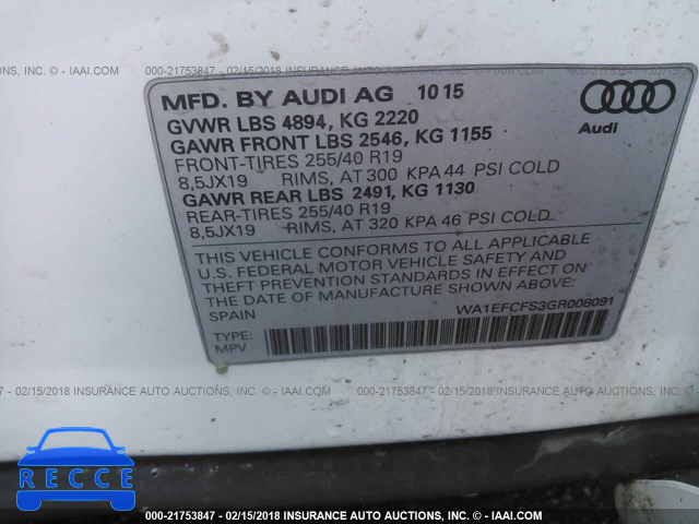 2016 AUDI Q3 PREMIUM PLUS WA1EFCFS3GR008091 image 8