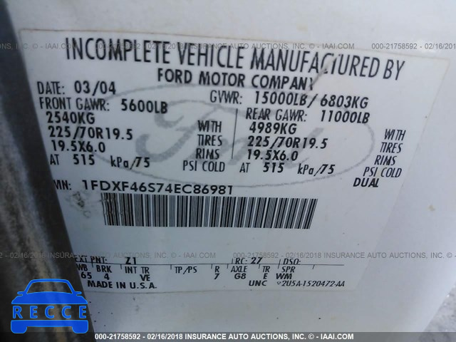 2004 FORD F450 SUPER DUTY 1FDXF46S74EC86981 image 8