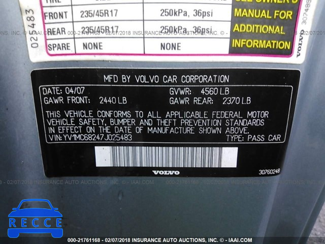 2007 VOLVO C70 T5 YV1MC68247J025483 image 8