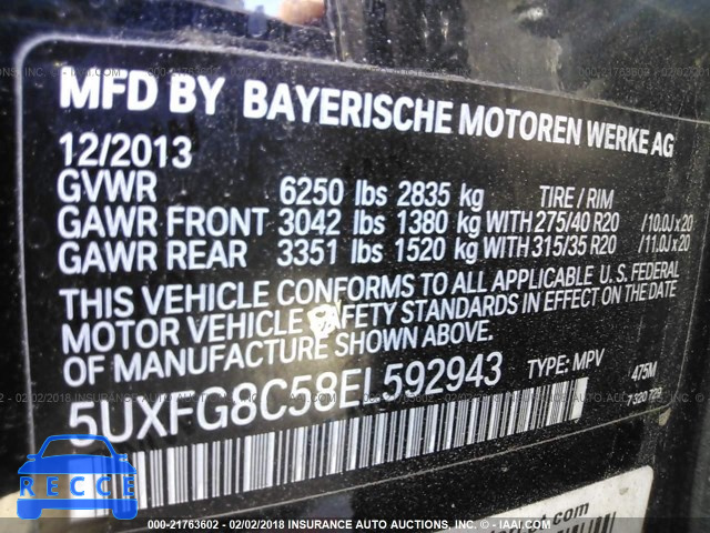 2014 BMW X6 XDRIVE50I 5UXFG8C58EL592943 image 8