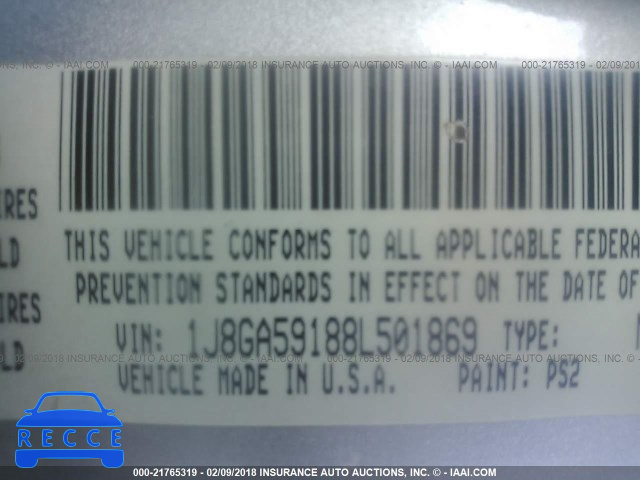 2008 JEEP WRANGLER UNLIMITE SAHARA 1J8GA59188L501869 image 8