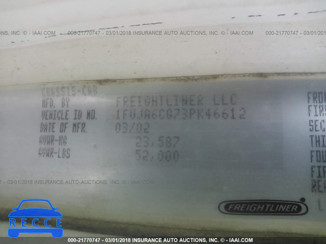 2003 FREIGHTLINER CONVENTIONAL COLUMBIA 1FUJA6CG73PK46612 image 9