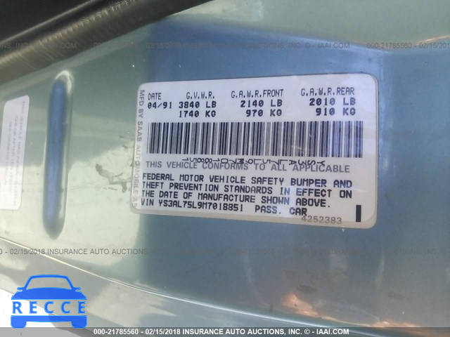 1991 SAAB 900 SE YS3AL75L9M7018851 image 8