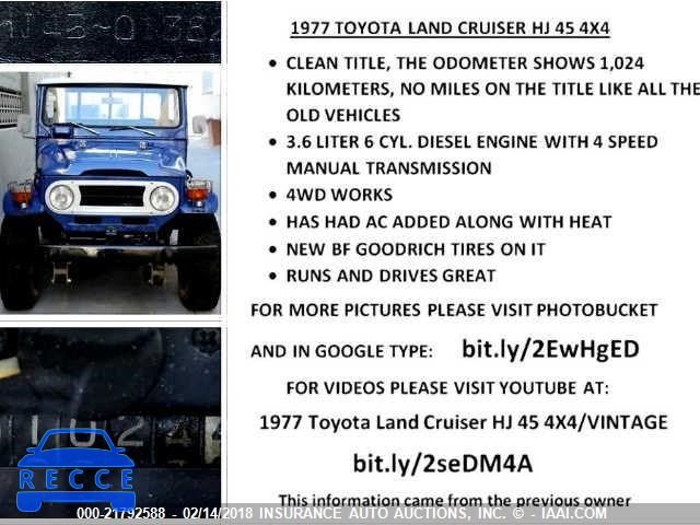 1977 TOYOTA LANDCRUISER HJ45013826 image 6