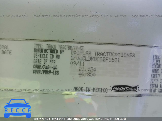 2012 FREIGHTLINER CASCADIA 125 1FUJGLDR8CSBF1601 image 9