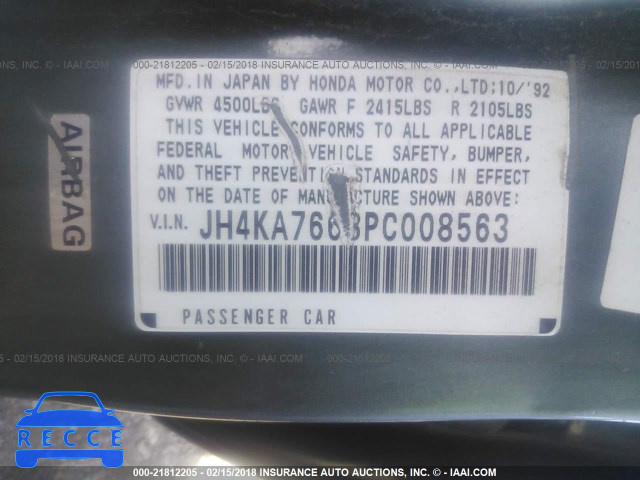 1993 ACURA LEGEND L JH4KA7663PC008563 image 8