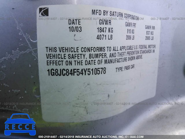 2004 SATURN LW300 LEVEL 1 1G8JC84F54Y510578 image 6