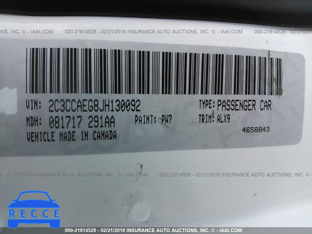 2018 CHRYSLER 300 LIMITED 2C3CCAEG8JH130092 image 8