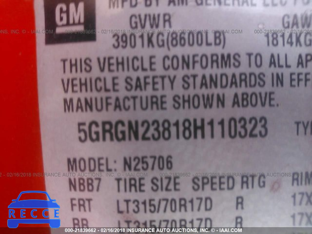 2008 HUMMER H2 5GRGN23818H110323 image 8