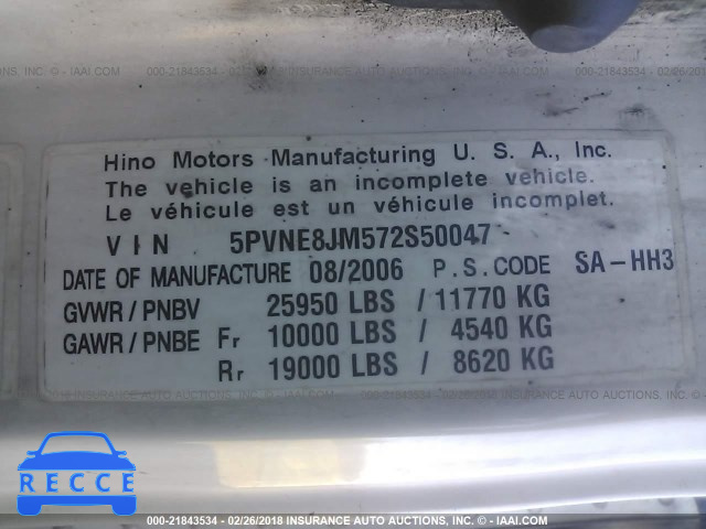 2007 HINO 268 5PVNE8JM572S50047 зображення 9