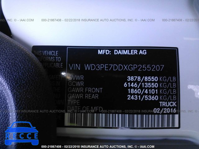 2016 MERCEDES-BENZ SPRINTER 2500 WD3PE7DDXGP255207 Bild 8