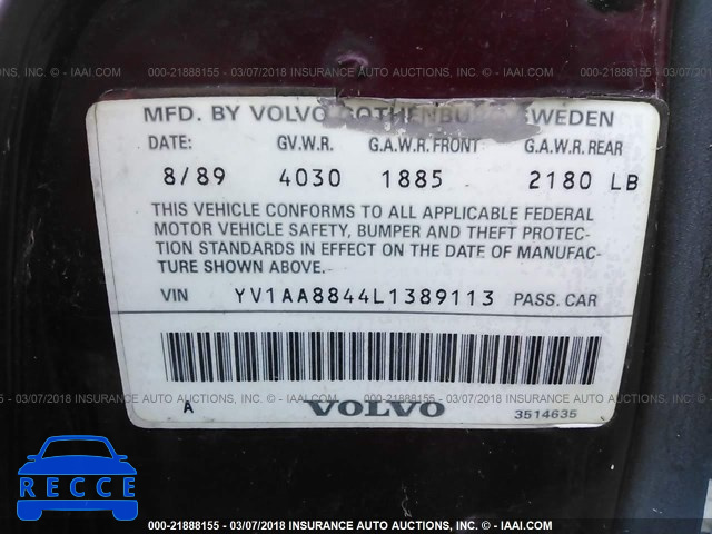 1990 VOLVO 240 DL YV1AA8844L1389113 image 8