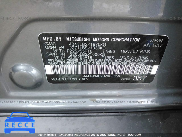2017 MITSUBISHI OUTLANDER SPORT ES/SE JA4AR3AU2HZ063356 image 8