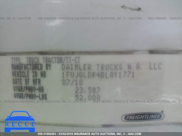 2011 FREIGHTLINER CASCADIA 125 1FUJGLDR4BLAY1771 Bild 9