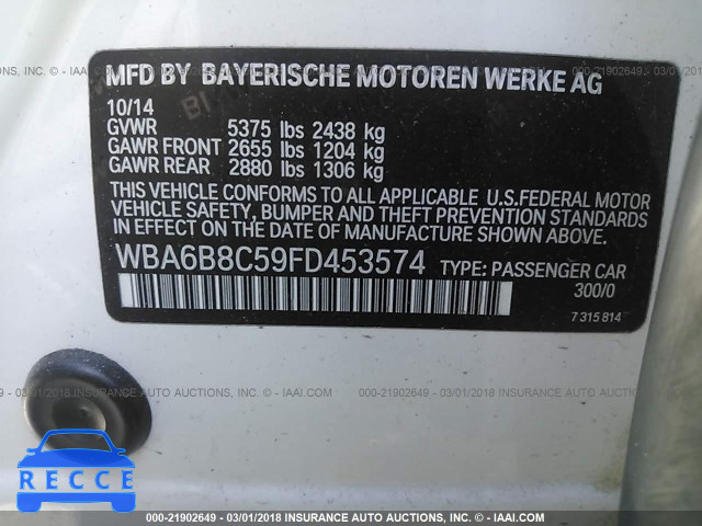 2015 BMW 640 XI/GRAN COUPE WBA6B8C59FD453574 Bild 8