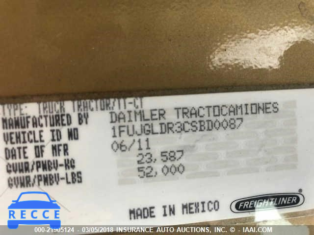 2012 FREIGHTLINER CASCADIA 125 1FUJGLDR3CSBD0087 image 9