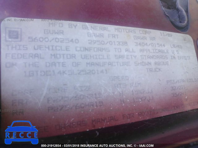 1990 GMC SIERRA C1500 1GTDC14K5LZ520141 image 8