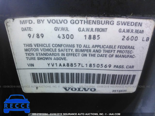 1990 VOLVO 240 DL YV1AA8857L1850569 image 8