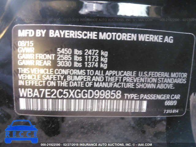 2016 BMW 740 I WBA7E2C5XGGD99858 зображення 8