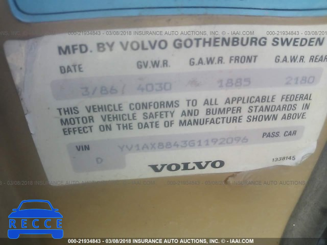 1986 VOLVO 244 DL/GL YV1AX8843G1192096 image 8