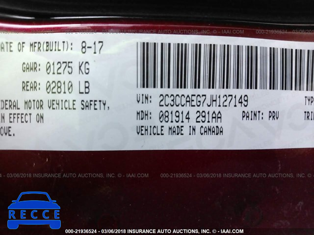 2018 CHRYSLER 300 LIMITED 2C3CCAEG7JH127149 image 8