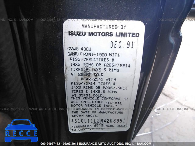 1992 ISUZU CONVENTIONAL SHORT WHEELBASE 4S1CL11L2N4208991 image 8