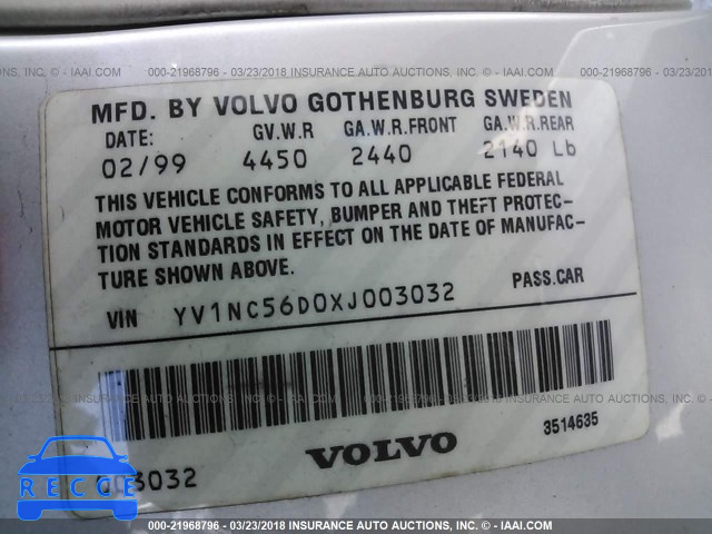 1999 VOLVO C70 TURBO YV1NC56D0XJ003032 image 8