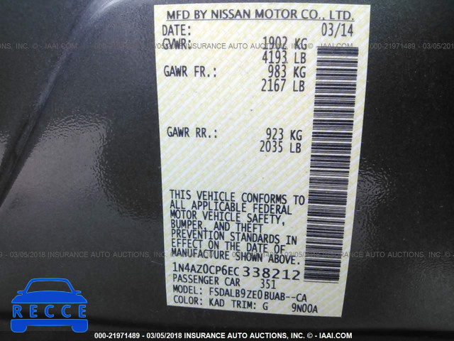 2014 NISSAN LEAF S/SV/SL 1N4AZ0CP6EC338212 Bild 8