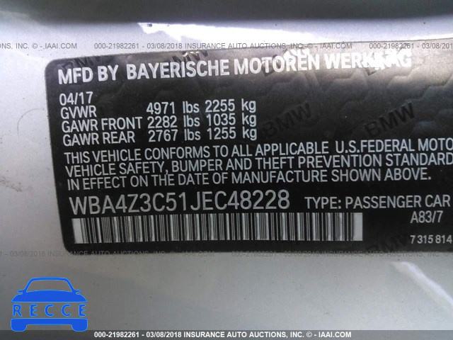 2018 BMW 430XI WBA4Z3C51JEC48228 image 8