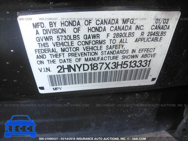 2003 ACURA MDX TOURING 2HNYD187X3H513331 image 8