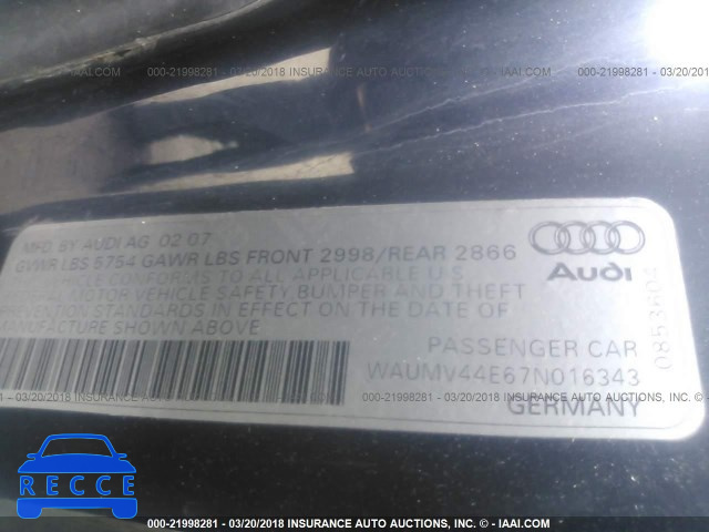 2007 AUDI A8 L QUATTRO WAUMV44E67N016343 image 8