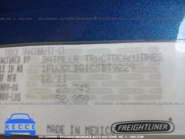 2012 FREIGHTLINER CASCADIA 125 1FUJGLBG1CSBT9229 Bild 9