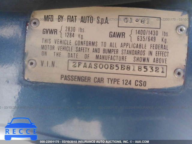 1981 FIAT 124 SPIDER ZFAAS00BSB8185321 image 8