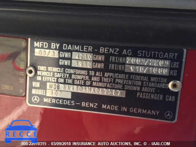 1987 MERCEDES-BENZ 560 SL WDBBA48D5HA067587 Bild 8