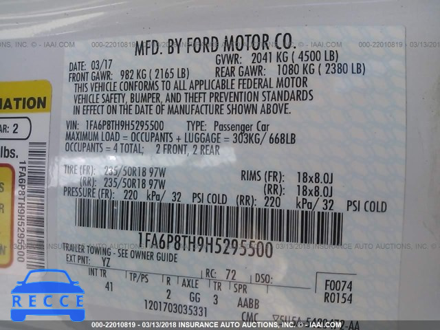 2017 FORD MUSTANG 1FA6P8TH9H5295500 image 8