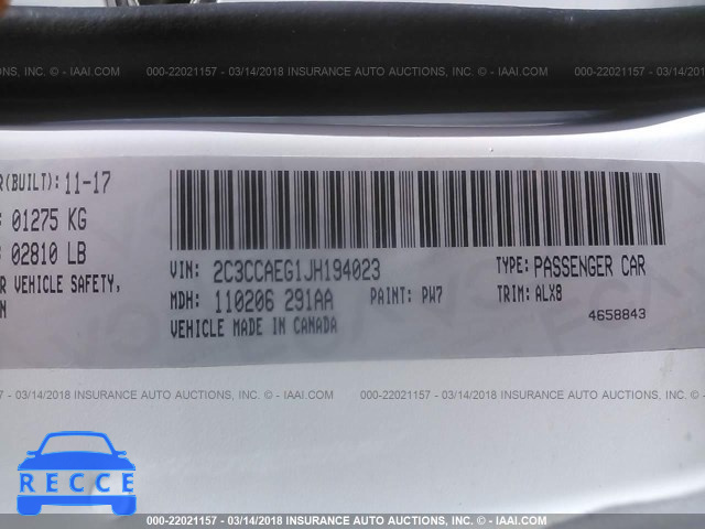 2018 CHRYSLER 300 LIMITED 2C3CCAEG1JH194023 image 8