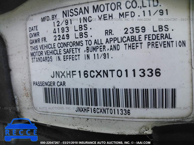 1992 INFINITI M30 JNXHF16CXNT011336 image 8