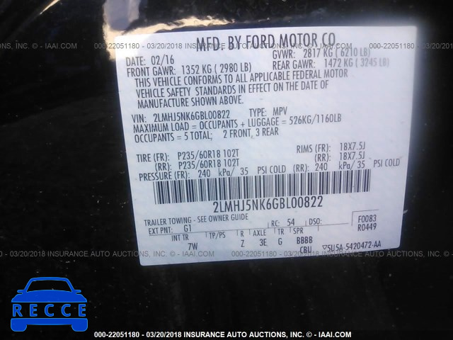 2016 LINCOLN MKT 2LMHJ5NK6GBL00822 зображення 8