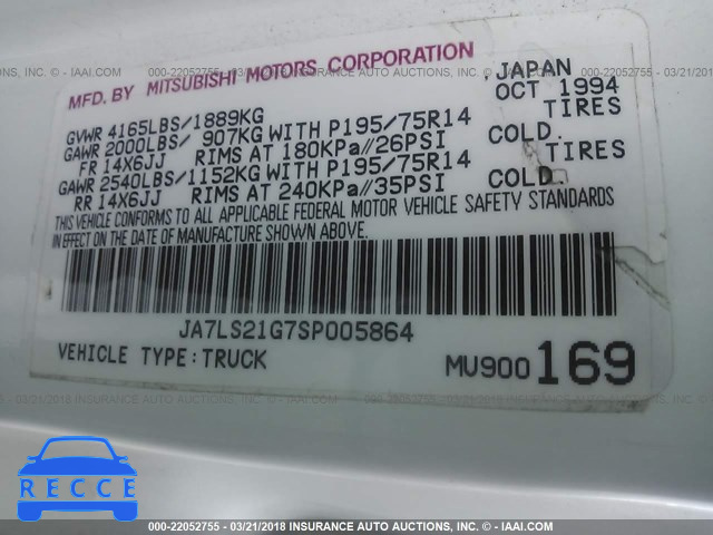 1995 MITSUBISHI MIGHTY MAX JA7LS21G7SP005864 image 8