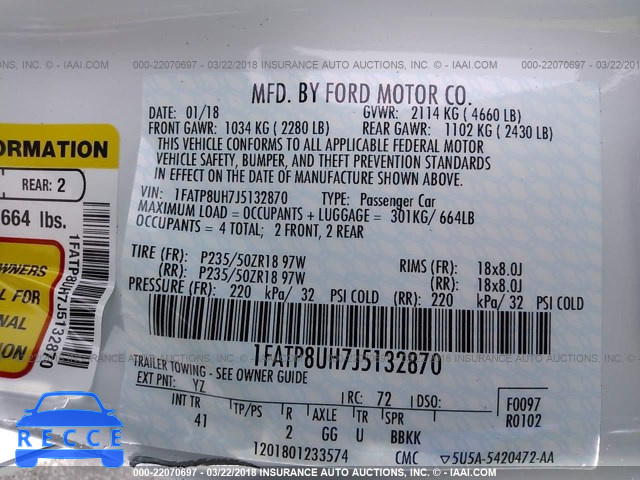 2018 FORD MUSTANG 1FATP8UH7J5132870 image 8