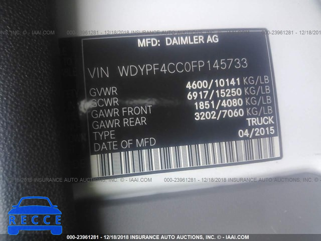 2015 FREIGHTLINER SPRINTER 3500 WDYPF4CC0FP145733 image 8