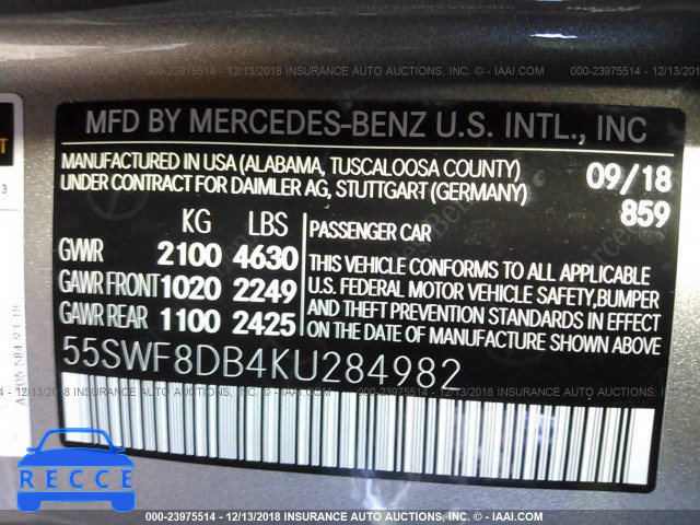 2019 MERCEDES BENZ 300 55SWF8DB4KU284982 image 8