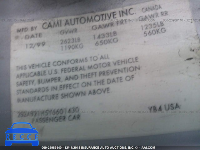 2000 SUZUKI SWIFT GA/GL 2S2AB21H5Y6601430 image 8